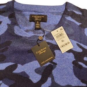 Club Room Men's Printed Camo Cashmere Sweater Size XLarge Navy Blue Combo